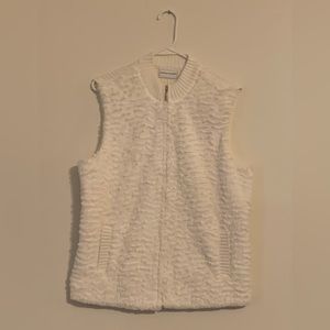 ALFRED DUNNER Women’s Winter White Fleece/Knit Vest ~ Sz 12
